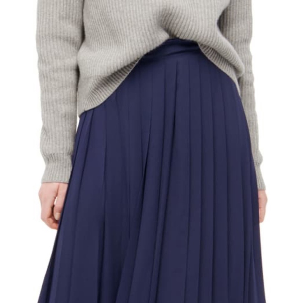 Jcrew pleated Midi skirt navy, sz 8 NEW